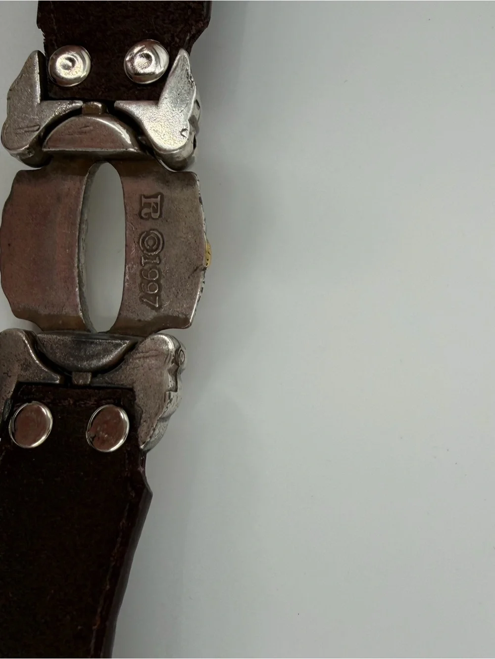Ritz Accessory Black Leather Skinny Belt M Ornate Silver Gold Western Buckle